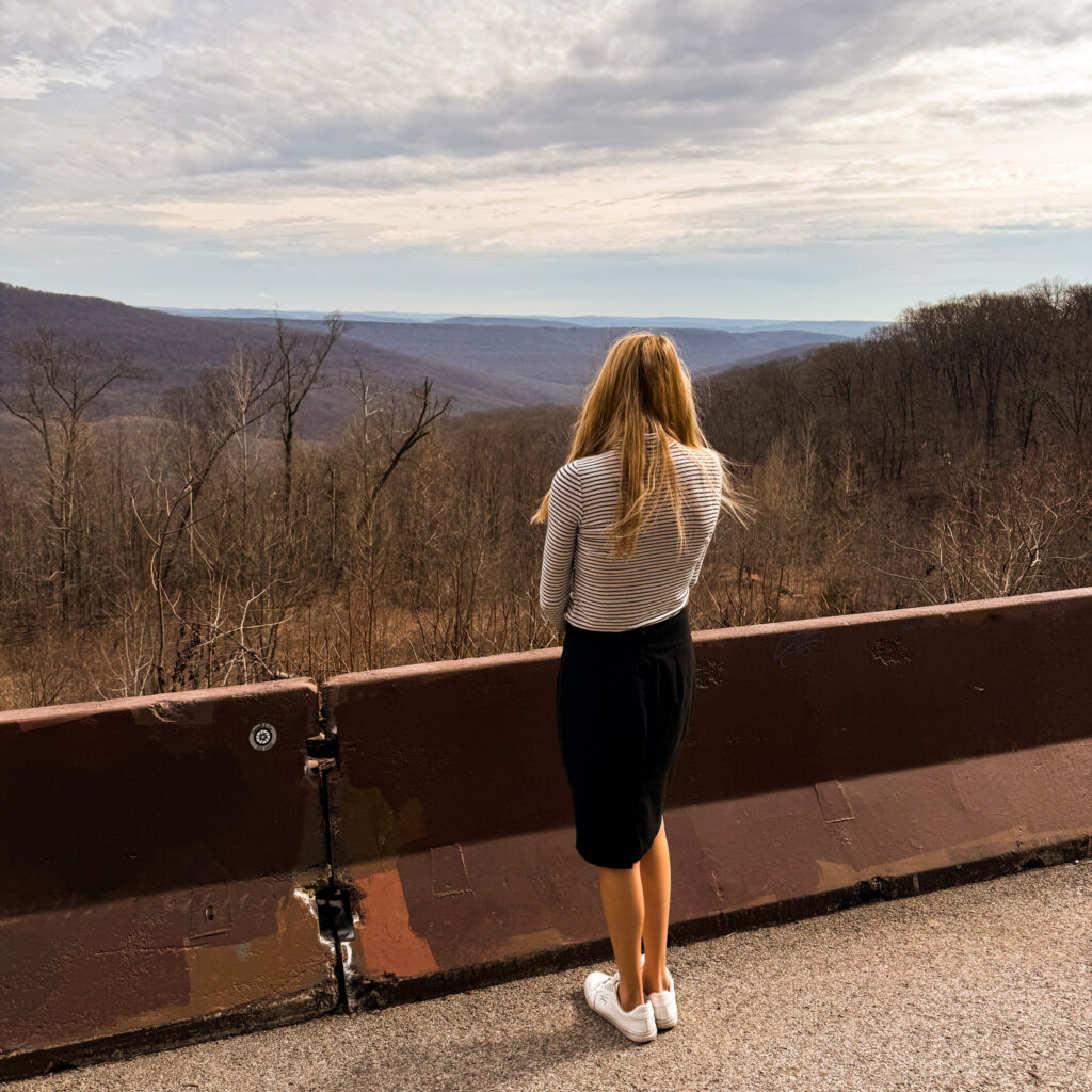 Josie gazing at mountains
