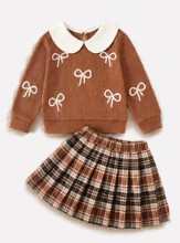 Girls plaid skirt set